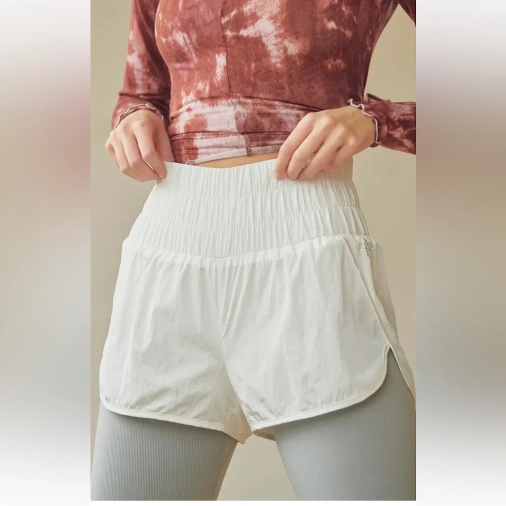 FP Movement Way Home Shorts Optic White Smocked High Rise Small - Picture 13 of 16